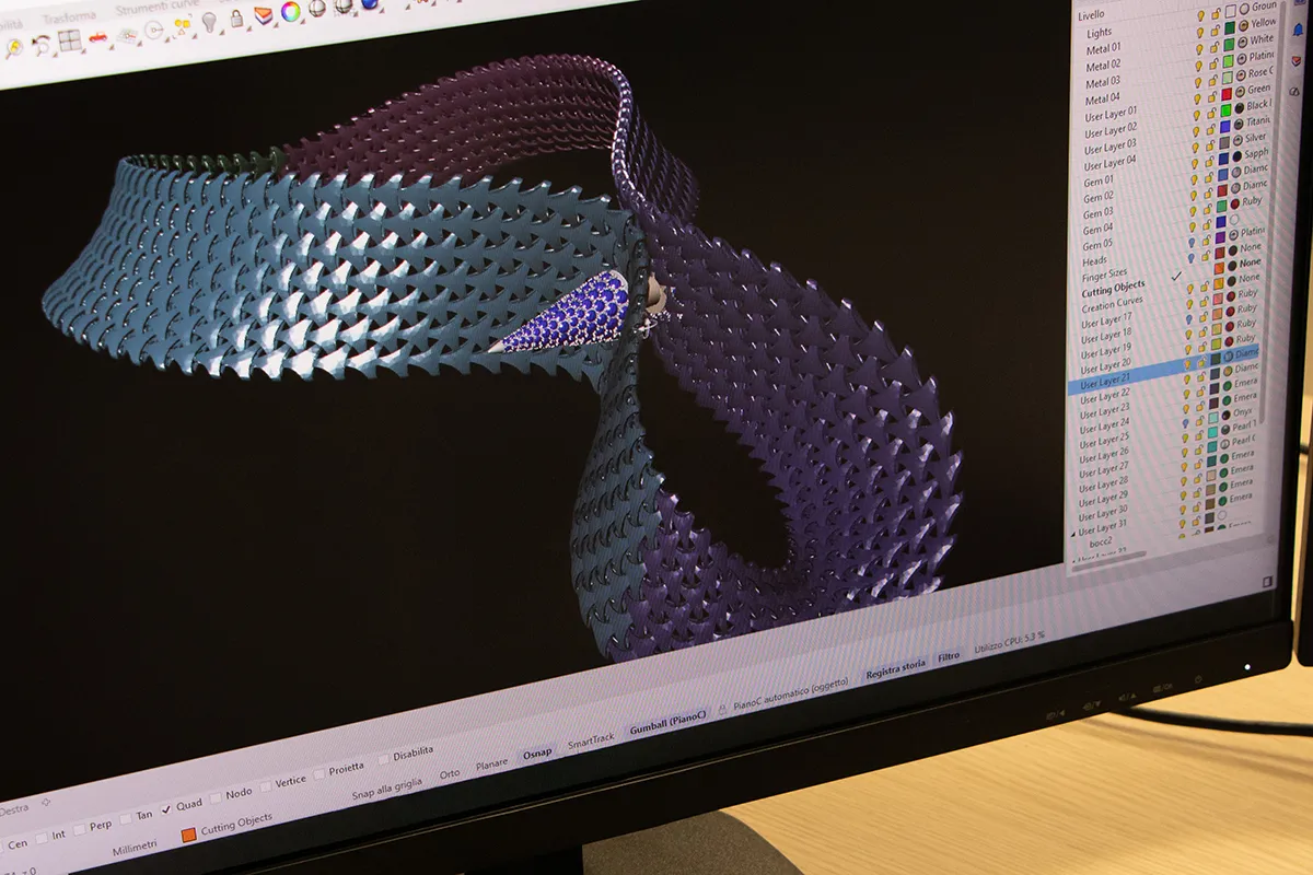 Modellazione 3D e rendering di precisione per alta gioielleria